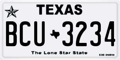TX license plate BCU3234