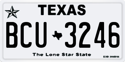 TX license plate BCU3246