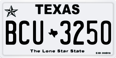 TX license plate BCU3250