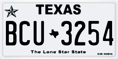 TX license plate BCU3254