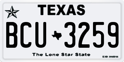 TX license plate BCU3259
