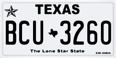 TX license plate BCU3260