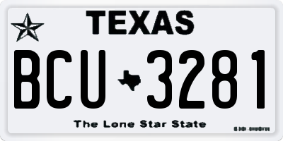 TX license plate BCU3281