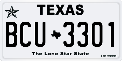 TX license plate BCU3301