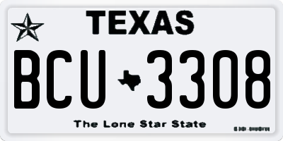 TX license plate BCU3308