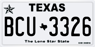 TX license plate BCU3326