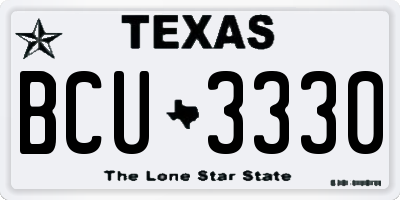 TX license plate BCU3330