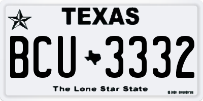 TX license plate BCU3332