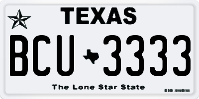 TX license plate BCU3333