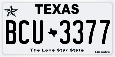 TX license plate BCU3377