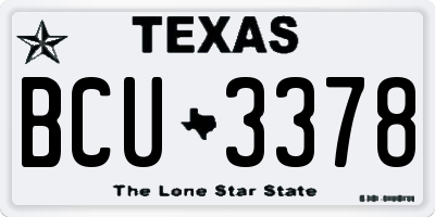 TX license plate BCU3378