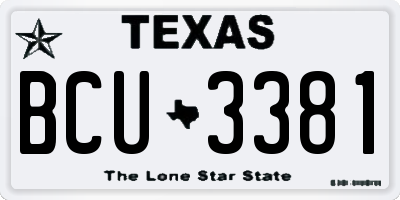 TX license plate BCU3381