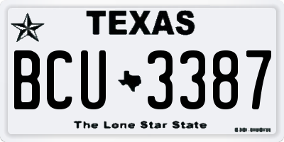 TX license plate BCU3387