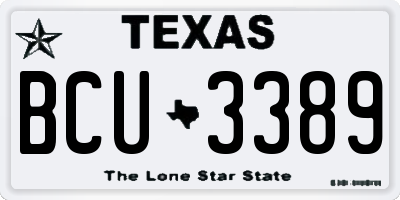 TX license plate BCU3389