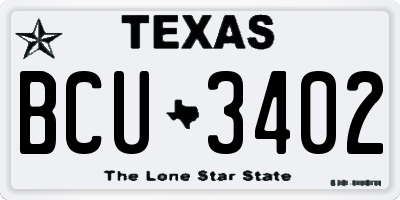TX license plate BCU3402