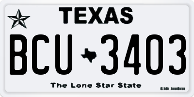 TX license plate BCU3403