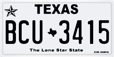 TX license plate BCU3415