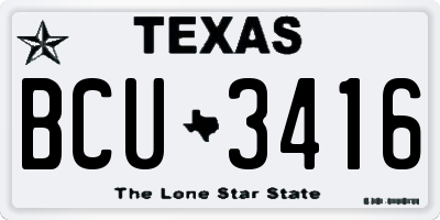 TX license plate BCU3416