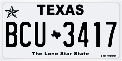 TX license plate BCU3417