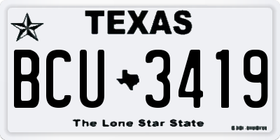 TX license plate BCU3419