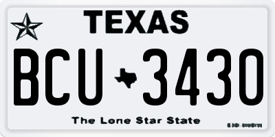 TX license plate BCU3430