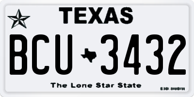TX license plate BCU3432