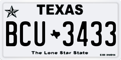 TX license plate BCU3433