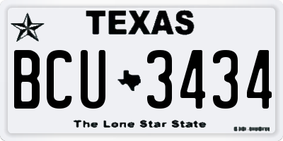 TX license plate BCU3434