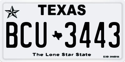 TX license plate BCU3443