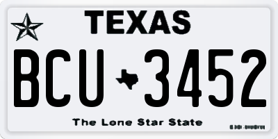 TX license plate BCU3452