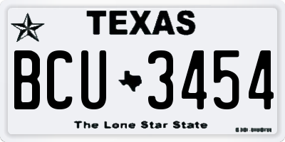 TX license plate BCU3454