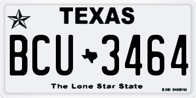 TX license plate BCU3464