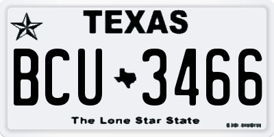 TX license plate BCU3466