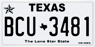 TX license plate BCU3481