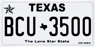 TX license plate BCU3500