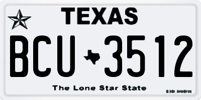 TX license plate BCU3512
