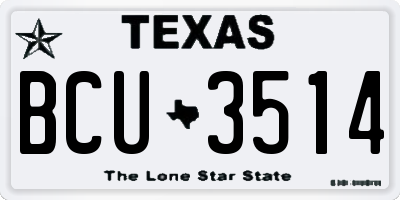 TX license plate BCU3514