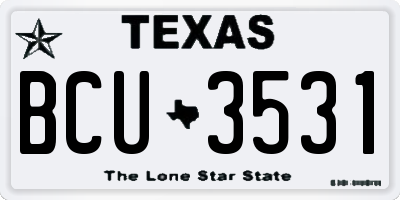 TX license plate BCU3531