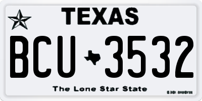 TX license plate BCU3532