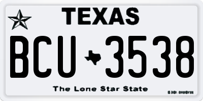 TX license plate BCU3538