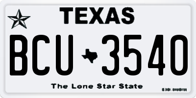 TX license plate BCU3540