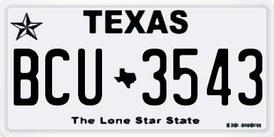 TX license plate BCU3543