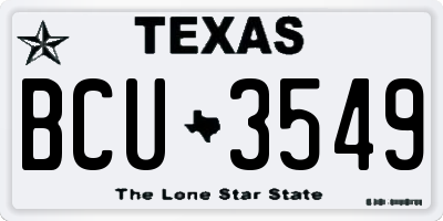 TX license plate BCU3549