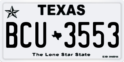 TX license plate BCU3553