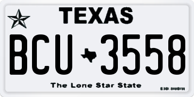 TX license plate BCU3558