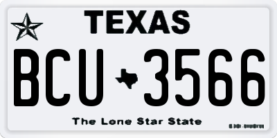 TX license plate BCU3566
