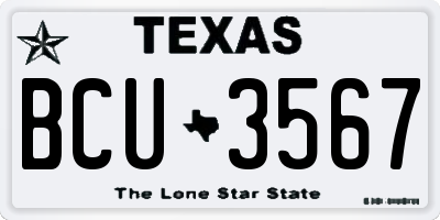 TX license plate BCU3567