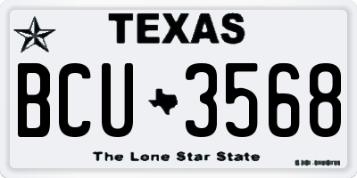 TX license plate BCU3568