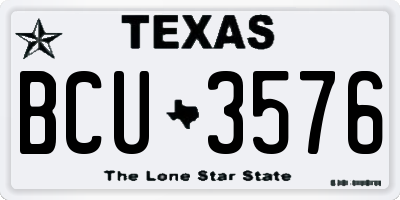 TX license plate BCU3576