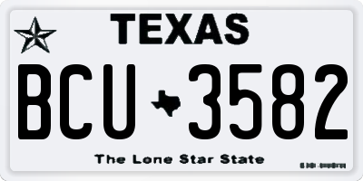 TX license plate BCU3582